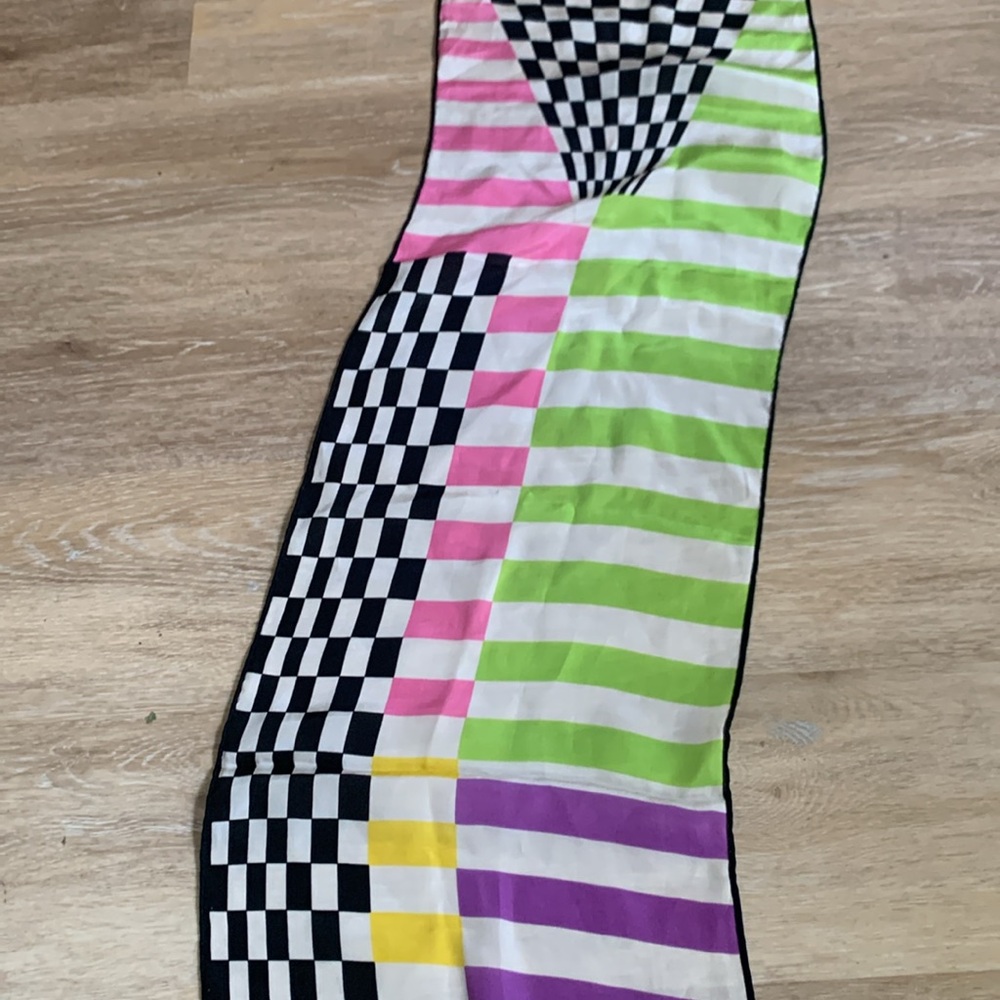 Vera Vintage Colorful Striped and Checkered Scarf - Picture 4 of 9